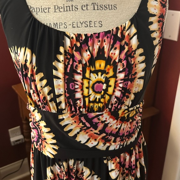 AB Studio Orange and White Sleeveless Scoop Neck Maxi Sundress - Picture 2 of 6